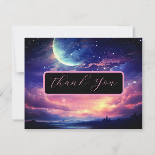 Celestial Full Moon Stars Wedding Thank You Card