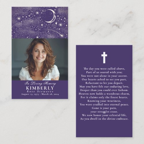Celestial Funeral Memorial Prayer Photo Card