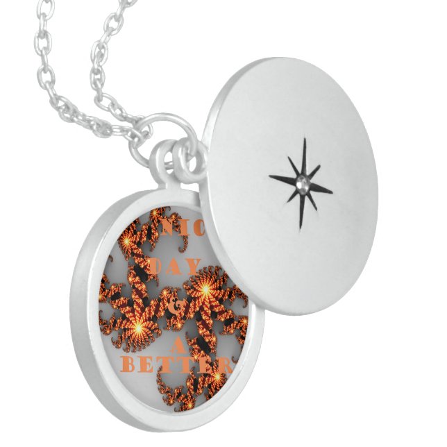 Celestial Galactic: Have a Nice Day & Better Night Locket Necklace (Front Left)