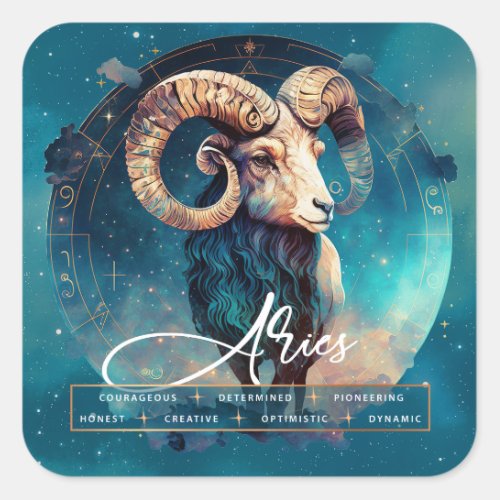 Celestial Galaxy Aries Fantasy Zodiac Ethereal Square Sticker