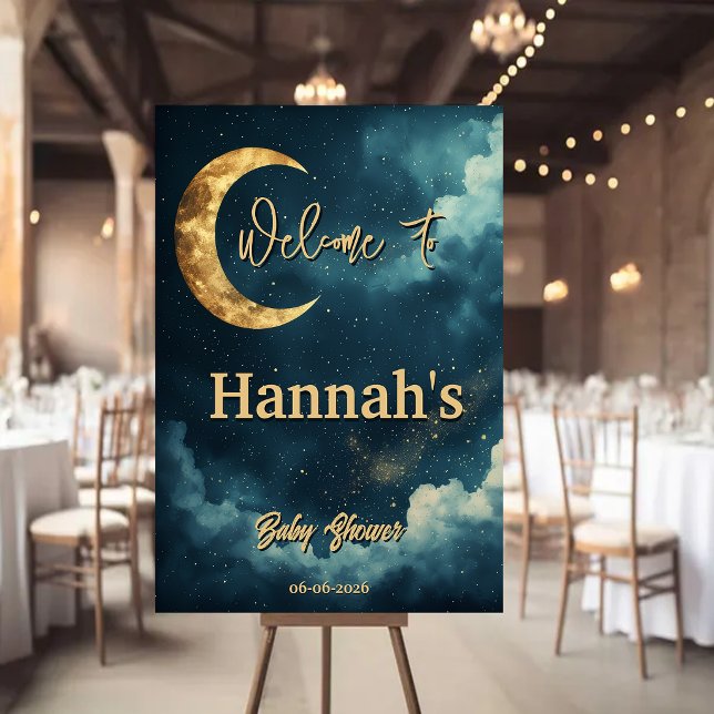 Celestial Galaxy Baby Shower Welcome Sign | Moon (Creator Uploaded)