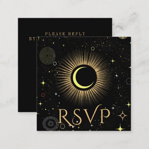Celestial Galaxy Black QR Code Wedding RSVP Enclosure Card