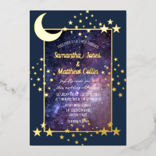 Celestial Galaxy Cosmos Moon Sky Gold Foil Wedding Foil Invitation