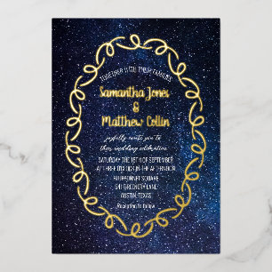 Celestial Galaxy Cosmos Sky Gold Foil Wedding Invitation