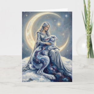 Celestial Galaxy Hare Moon Goddess Fantasy Art Card