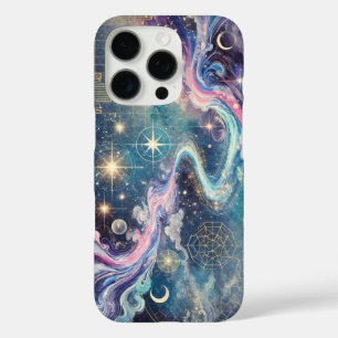 Celestial Galaxy iPhone 16 Case with Geometric Art