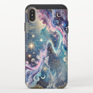 Celestial Galaxy iPhone Xs Case with Geometric Art