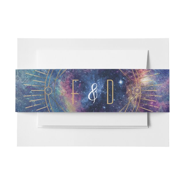 Celestial Galaxy Moon Phase Belly Bands Invitation Belly Band (Front Example)