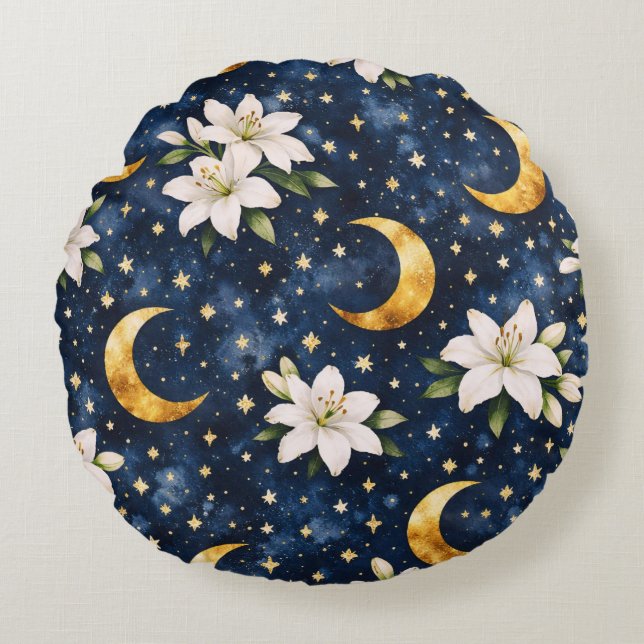 Celestial Galaxy Mother's Day Round Throw Pillow (Front)