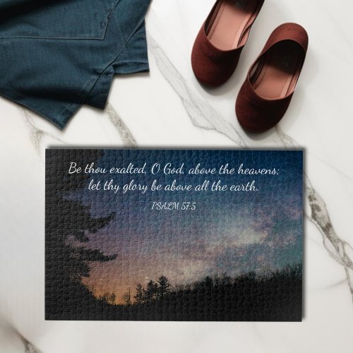 Celestial Galaxy Night Sky Trees Scripture  Jigsaw Puzzle