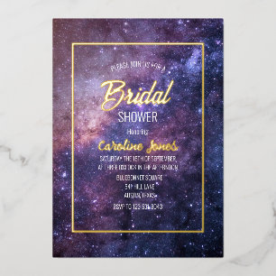 Celestial Galaxy Sky Frame Gold Foil Bridal Shower Foil Invitation