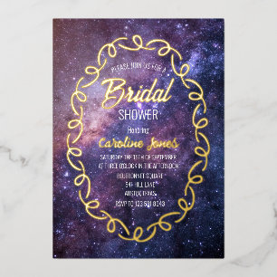 Celestial Galaxy Sky Frame Gold Foil Bridal Shower Foil Invitation