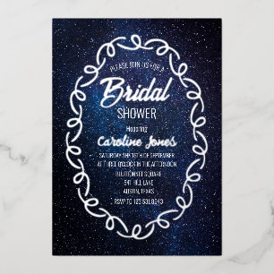Celestial Galaxy Sky Frame Gold Foil Bridal Shower Foil Invitation