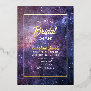 Celestial Galaxy Sky Frame Gold Foil Bridal Shower Invitation