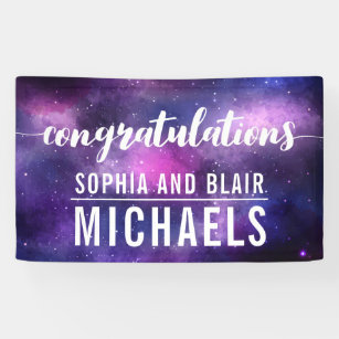 Celestial Galaxy Space Wedding Congratulations Banner