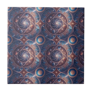 Celestial Galaxy Spiral Mandala Design Pattern Art Ceramic Tile