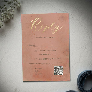 Celestial Galaxy Stars Blush Pink Glow Wedding QR RSVP Card