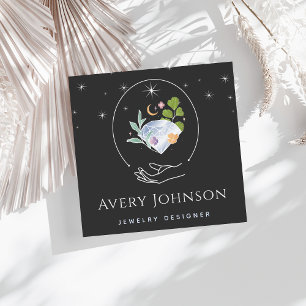 Celestial Gem Moon Jewelry Designer Square Business Card