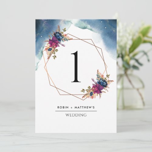 Celestial Geometrical Floral Table Number
