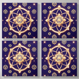 Celestial Geometry of Light — Sacred Pattern Acrylic Photo Tile