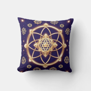 Celestial Geometry of Light — Sacred Pattern Throw Pillow