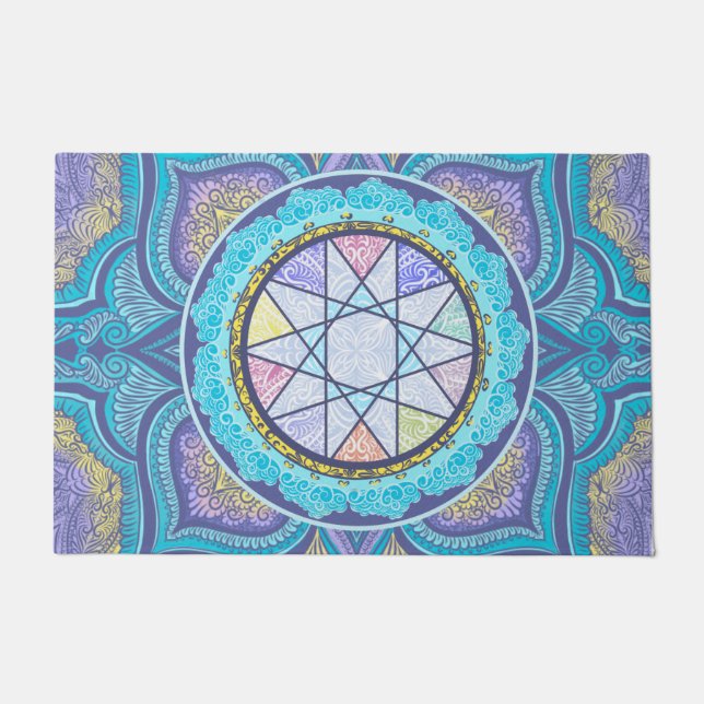 Celestial Geometry Portal | Mystical Mandala Doormat (Front)