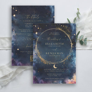 Celestial Gift Midnight Blue All in One Wedding Invitation