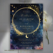 Celestial Gift Midnight Blue Elegant Gold Wedding Foil Invitation