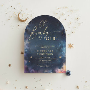 Celestial Gift Midnight Blue Star Arch Baby Shower Invitation