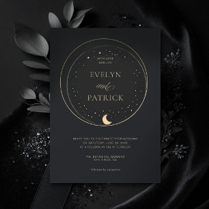 Celestial Gift Moody Navy Elegant Modern Wedding Invitation