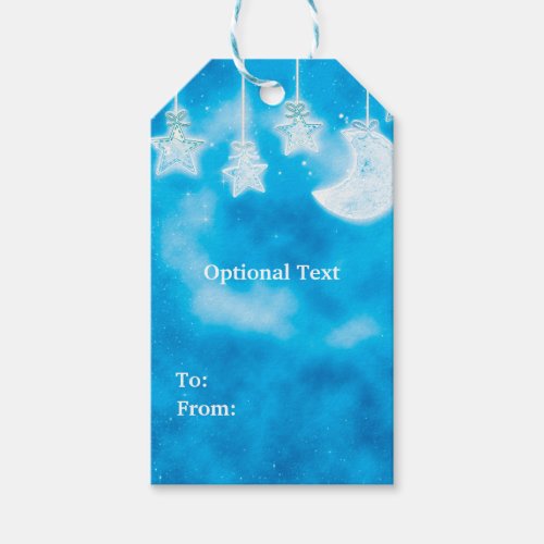 Celestial Glowing Stars  Moon Blue Sky Shower Gift Tags