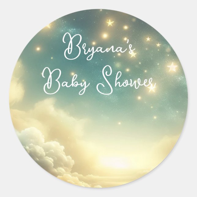 Celestial Glowing Stars Starry Sky Birthday Party Classic Round Sticker (Front)