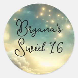 Celestial Glowing Stars Starry Sky Sweet 16 Classic Round Sticker