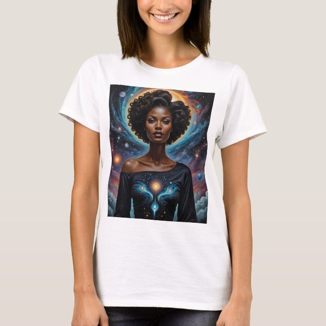 Celestial Goddess Cosmic Energy T-Shirt Galaxy Art (Front)