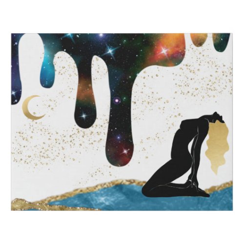 *~*  Celestial Goddess Fantasy Mystical Gold Blue Faux Canvas Print