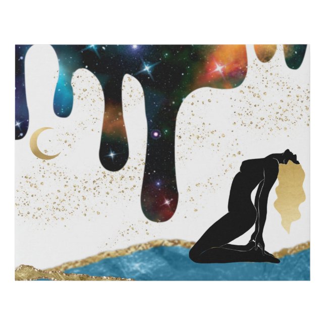 *~*  Celestial Goddess Fantasy Mystical Gold Blue Faux Canvas Print (Front)