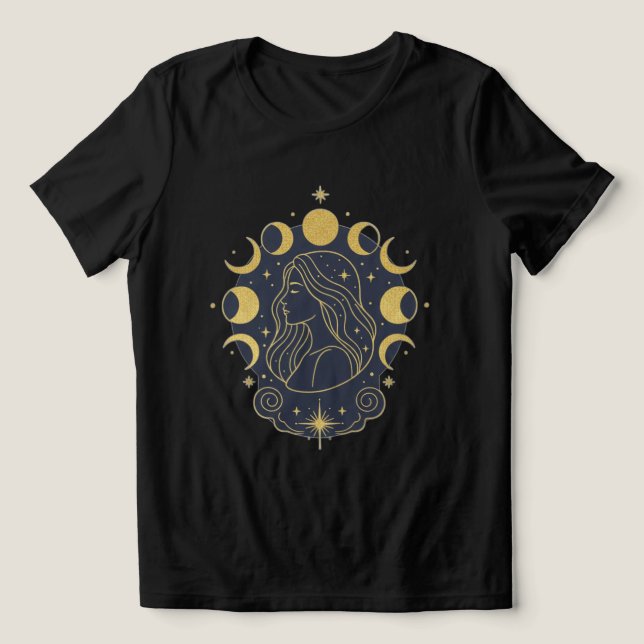 Celestial Goddess Moon & Stars Women’s T-Shirt Tri-Blend Shirt (Design Front)