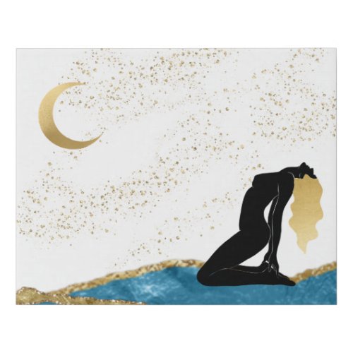   Celestial Goddess Mystical Gold Blue Fantasy Faux Canvas Print