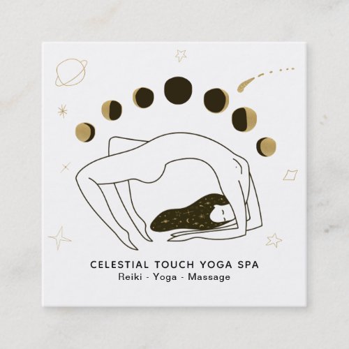  Celestial Goddess  Phases of Moon Woman Square Business Card