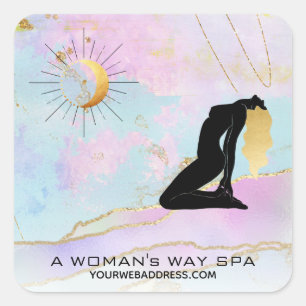 *~* Celestial Goddess Rainbow Pastel Glitter AP22 Square Sticker