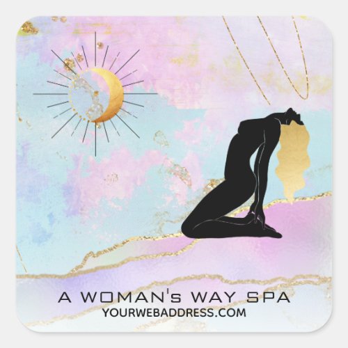 *~*  Celestial Goddess Rainbow Pastel Glitter AP22 Square Sticker