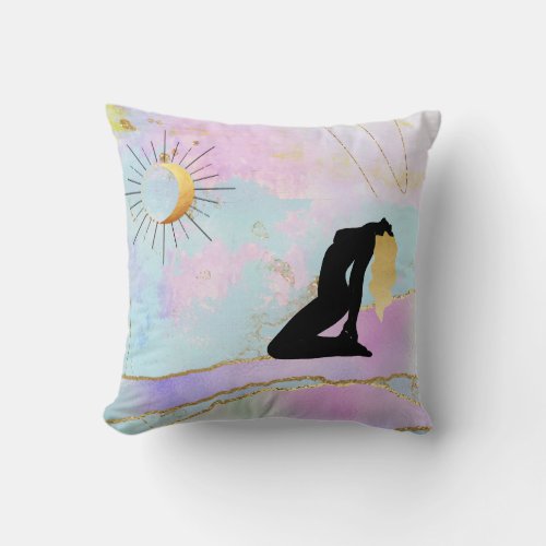   Celestial Goddess Rainbow Pastel Glitter AP22 Throw Pillow