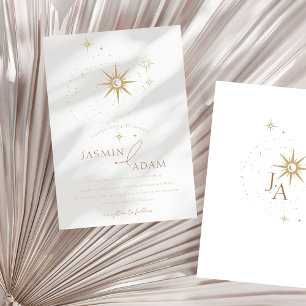 Celestial Gold and White Stars Wedding Invitation