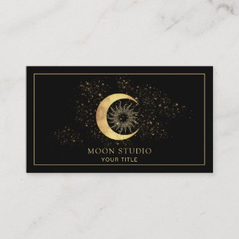 Celestial Gold Black Moon Business Card | Zazzle