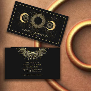 Celestial Gold Black Sun Moon  Business Card