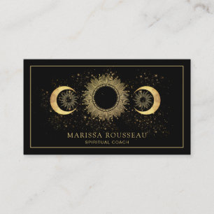 Celestial Gold Black Sun Moon Business Card