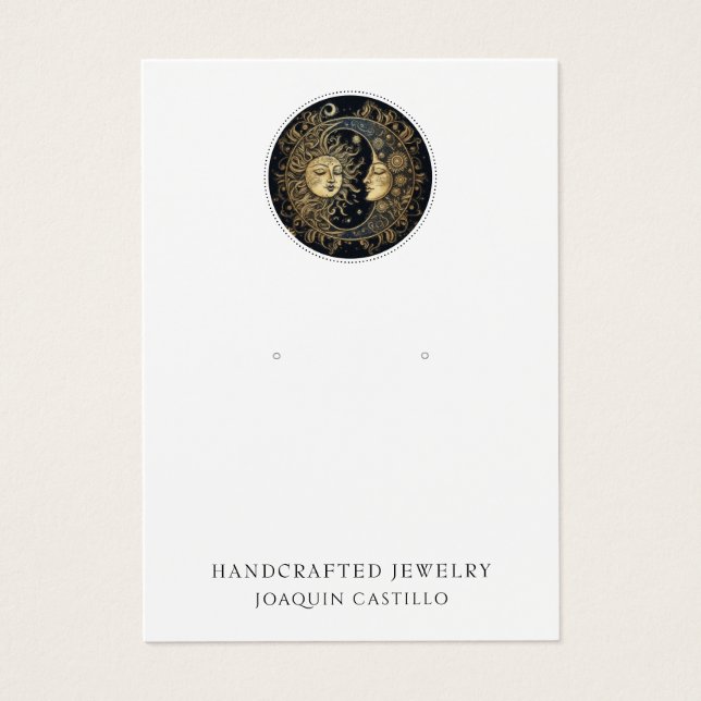 Celestial Gold Black Sun Moon Earring Jewelry  (Front)