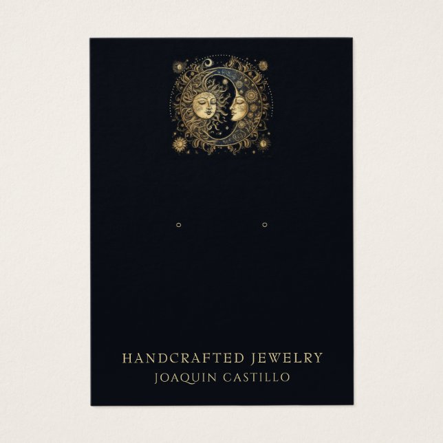 Celestial Gold Black Sun Moon Jewelry Display Card (Front)