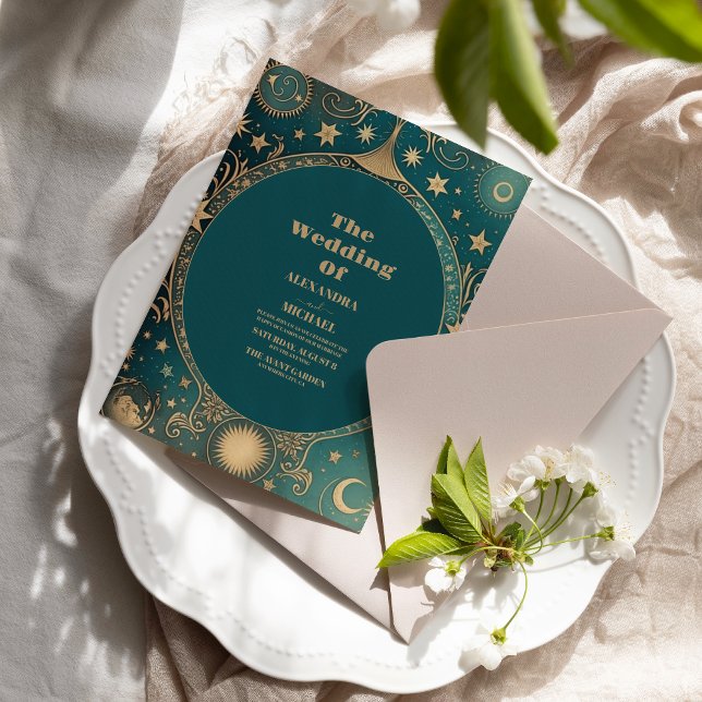 Celestial Gold Crescent Moon Invitation (Creator Uploaded)