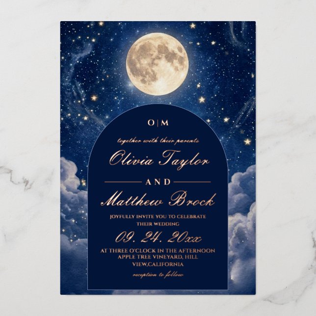 Celestial Gold Foil Wedding Invitation (Front)